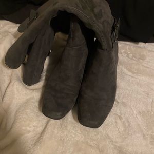 Grey long heel boots